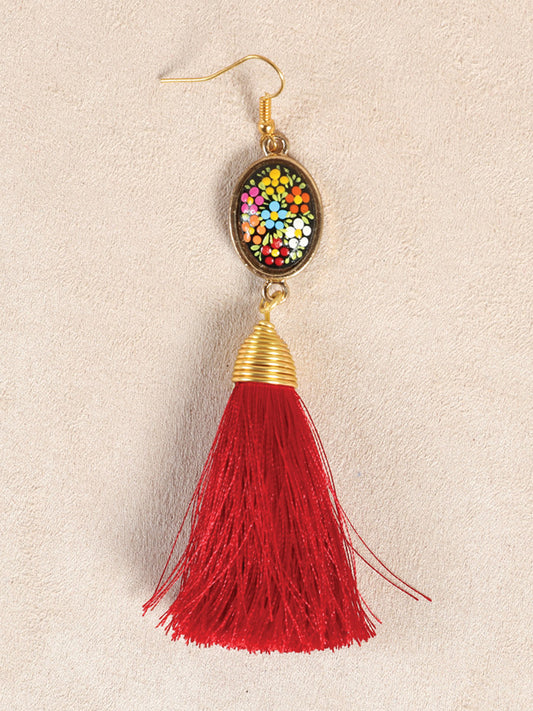 Pendientes artesanales pintados a mano, rojos 602170