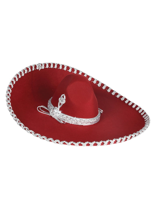 Adulto
 Sombrero de charro mexicano de terciopelo color vino/plata 602321