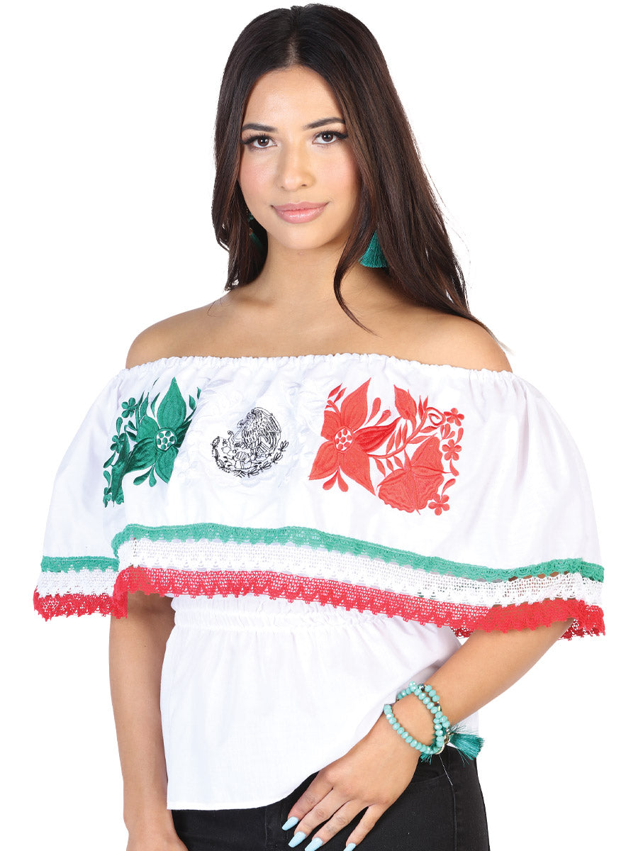Blusa bordada artesanalmente, 100% algodón, blanca, 602528