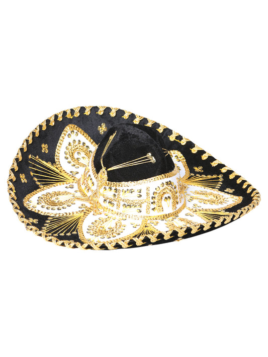 Juventud
 Sombrero de charro mexicano de terciopelo negro/dorado 602533