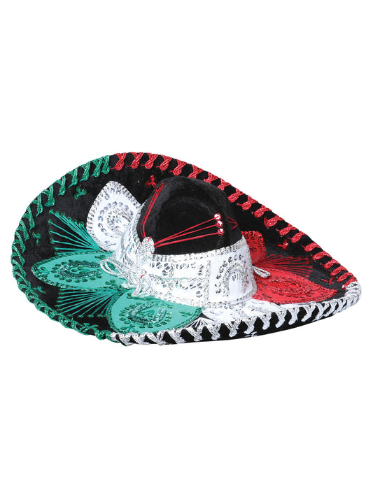 Sombrero Charro Mexicano Juvenil de Terciopelo Tricolor 602535