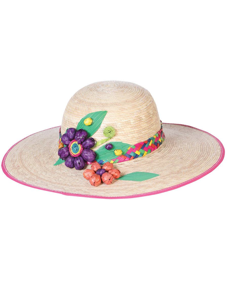 Sombrero artesanal mexicano hecho a mano con hojas de palma multicolor 602597