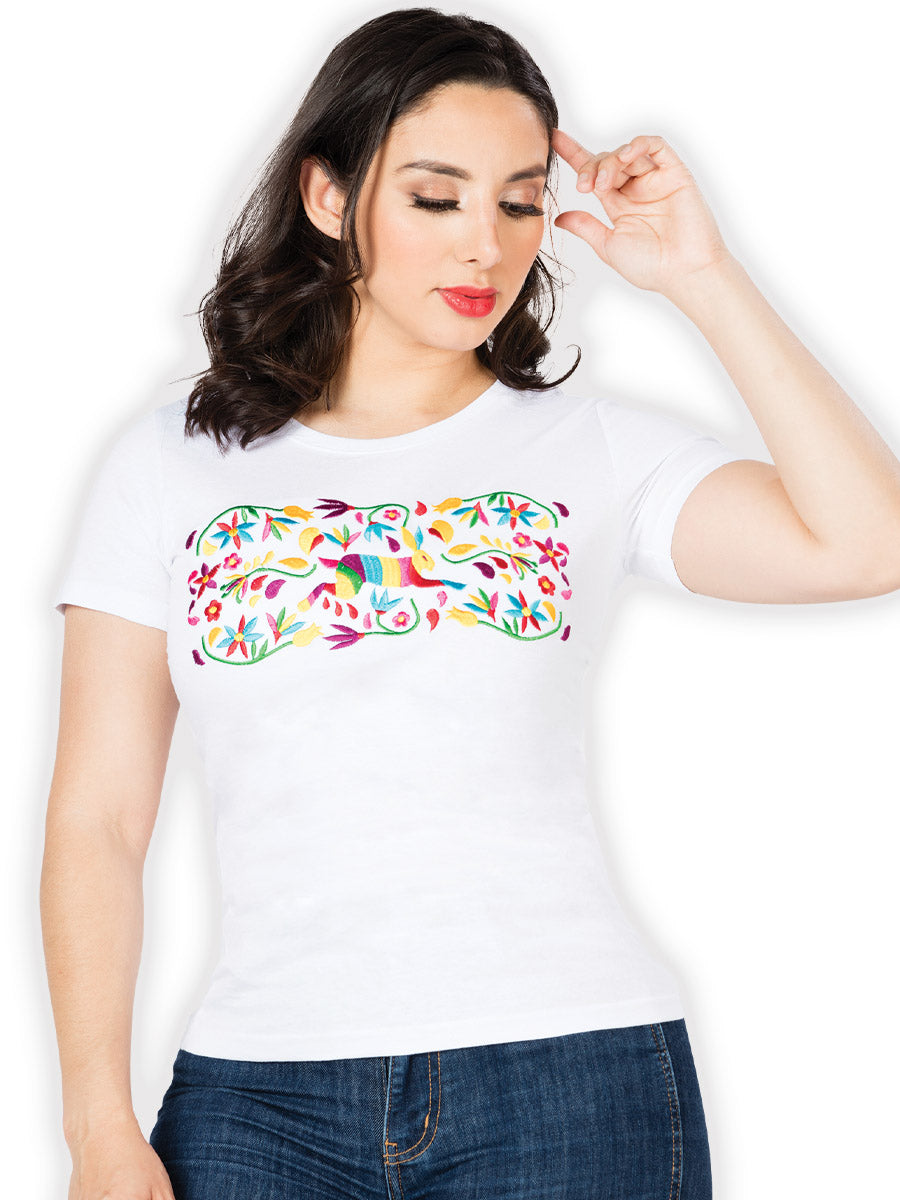 Camiseta blanca bordada artesanalmente 602760