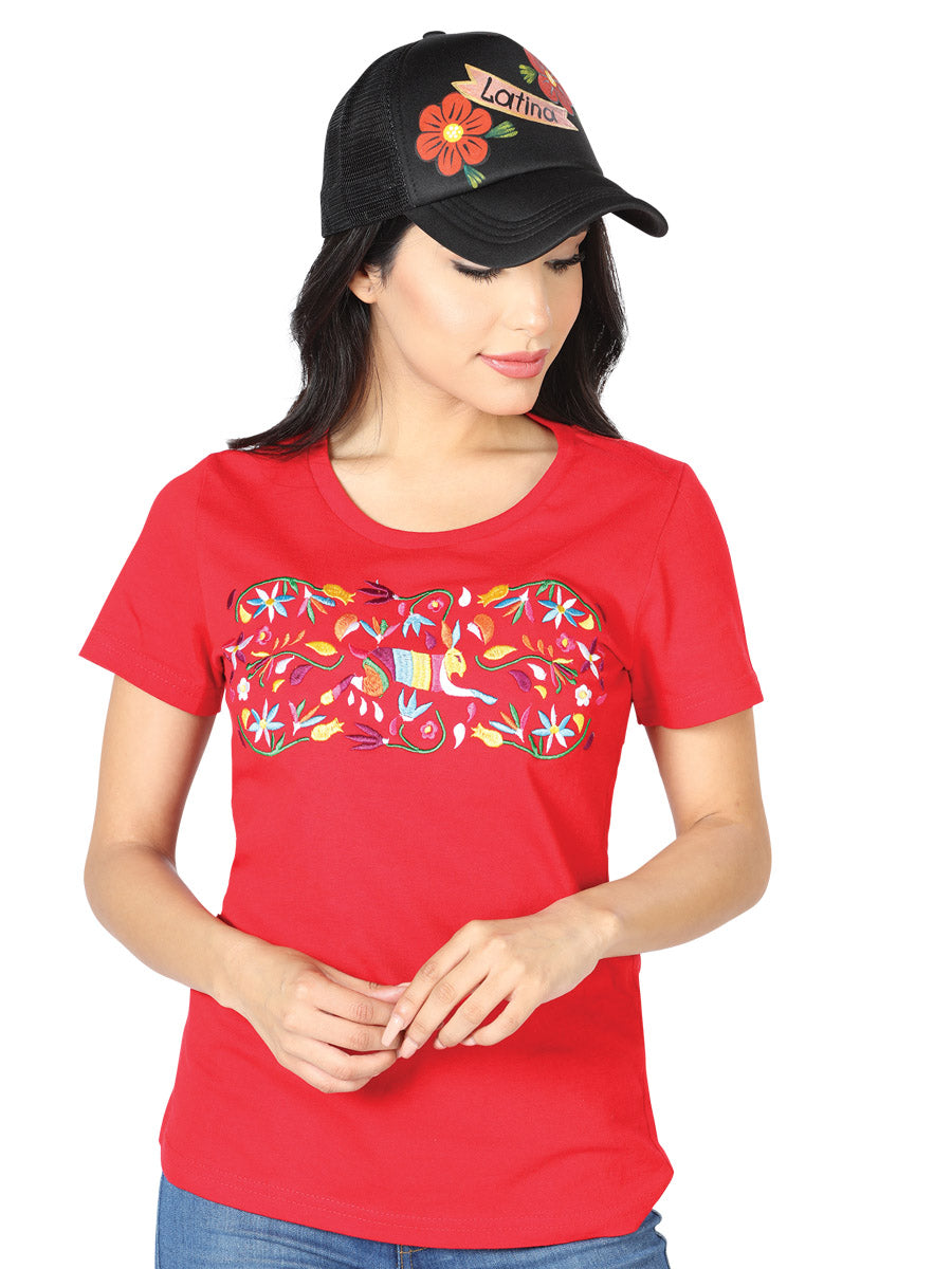 Camiseta roja bordada artesanalmente 602762