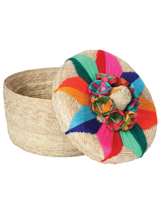 Calentador de tortillas artesanal 100% hoja de palma, diseño floral multicolor 602927