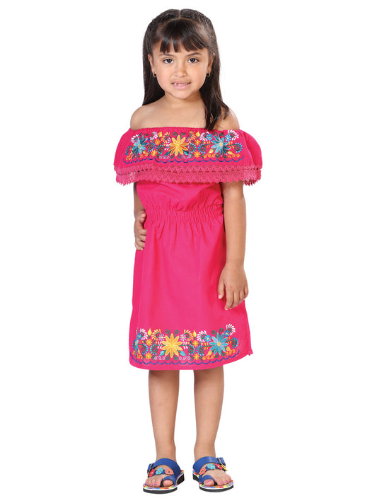 Vestido bordado artesanal 100% algodón azul 603043