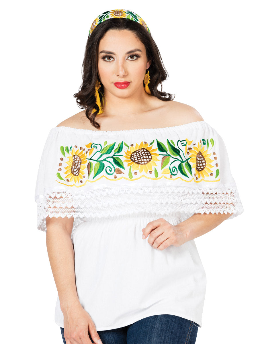 Blusa bordada artesanalmente, 100% algodón, blanca, 603064