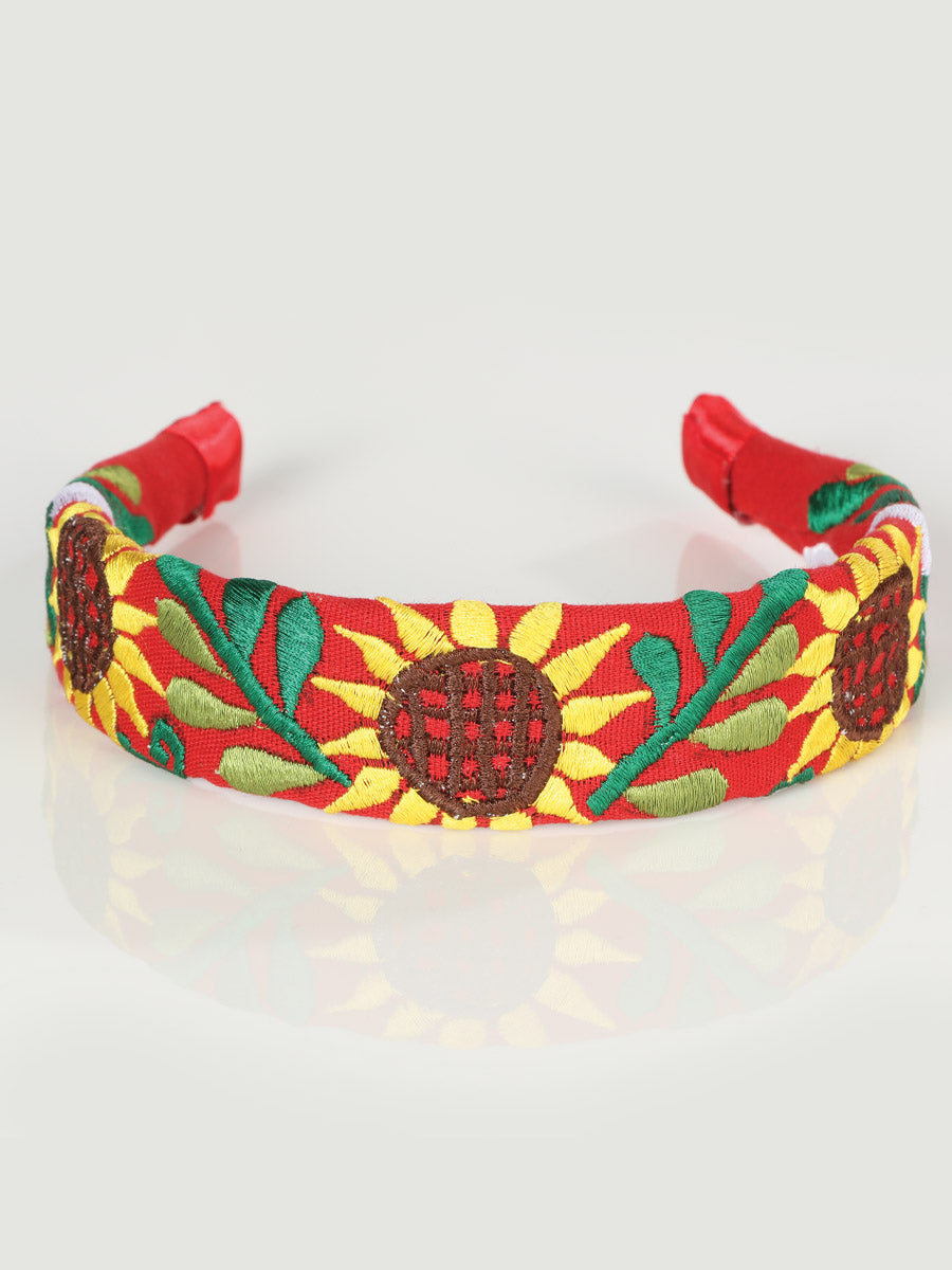 Diadema bordada artesanalmente, 100% algodón, roja, 603104