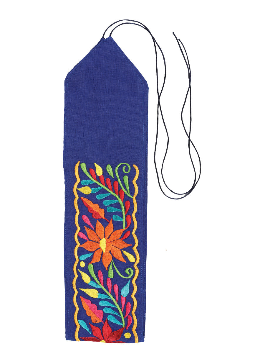 Cinturón artesanal bordado floral 100% acrílico azul 603177