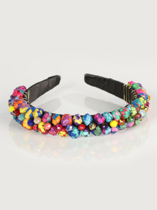 Diadema artesanal hecha a mano, 100% palma de hoja multicolor 603276