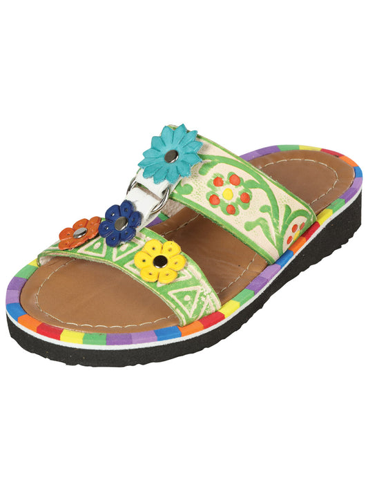 Sandalias artesanales mexicanas de cuero multicolor 603384