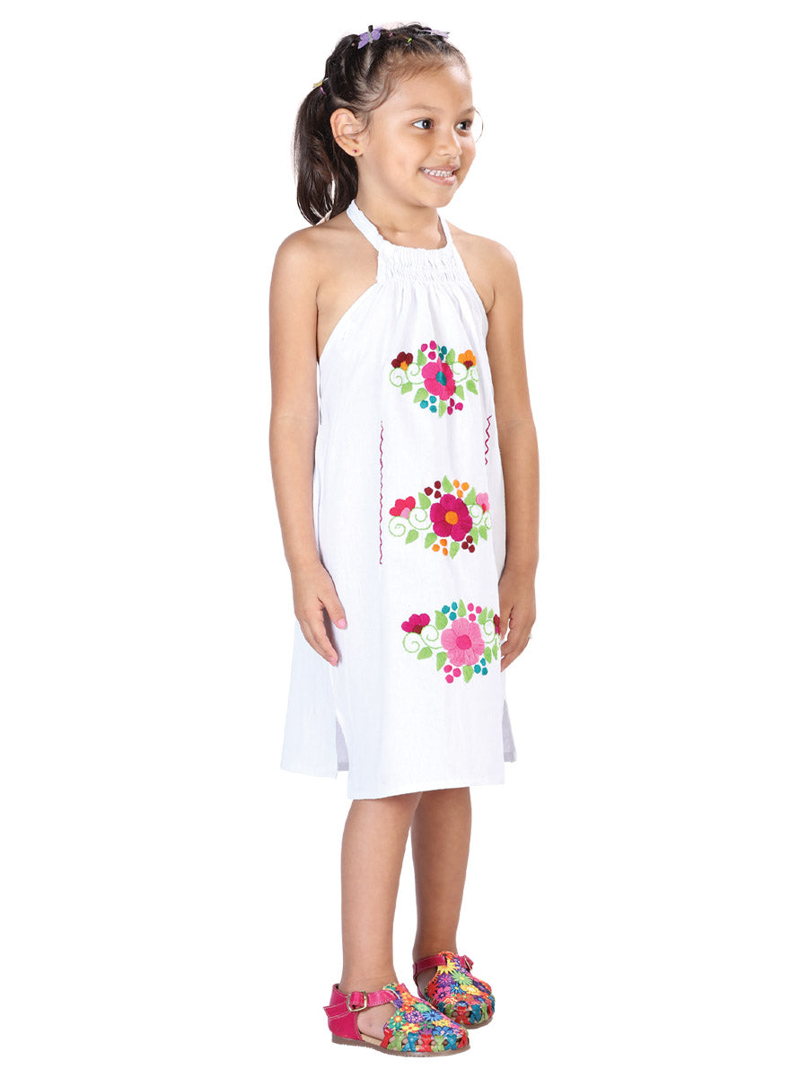 Vestido bordado artesanal 100% algodón blanco 603590
