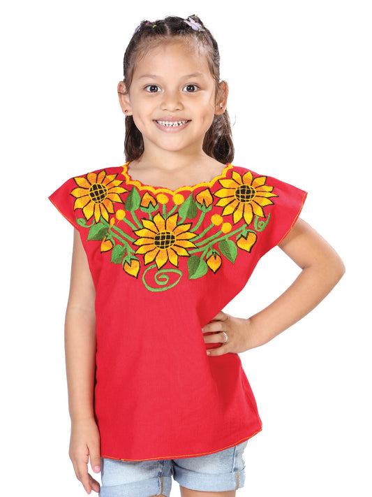 Blusa bordada artesanalmente 100% algodón roja 603600