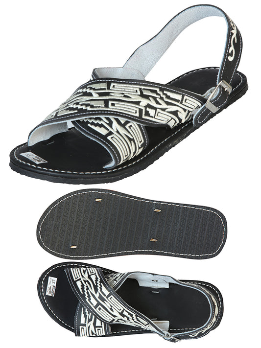 Sandalias artesanales mexicanas 50% cuero, 50% sintético Negro 603786