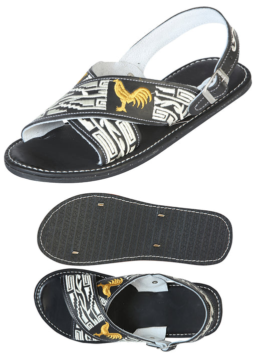 Sandalias artesanales mexicanas 50% cuero, 50% sintético Negro 603790