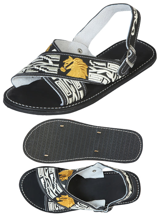 Sandalias artesanales mexicanas 50% cuero, 50% sintético Negro 603792