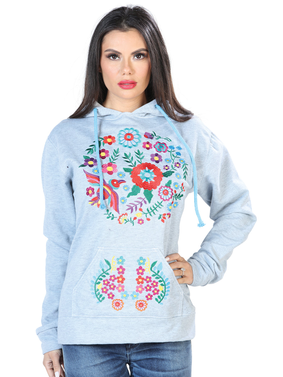 Artisanal Embroidered Sweatshirt 50% Cotton, 50% Polyester Gray  603877