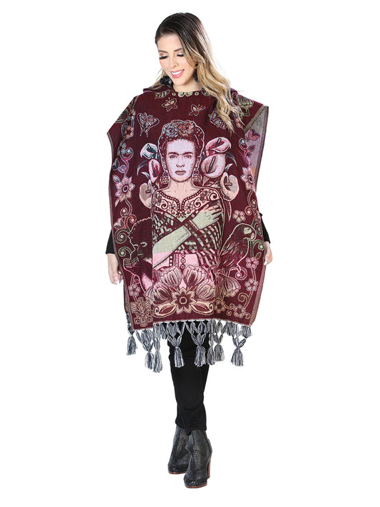 Poncho artesanal mexicano 100% acrílico multicolor 603881