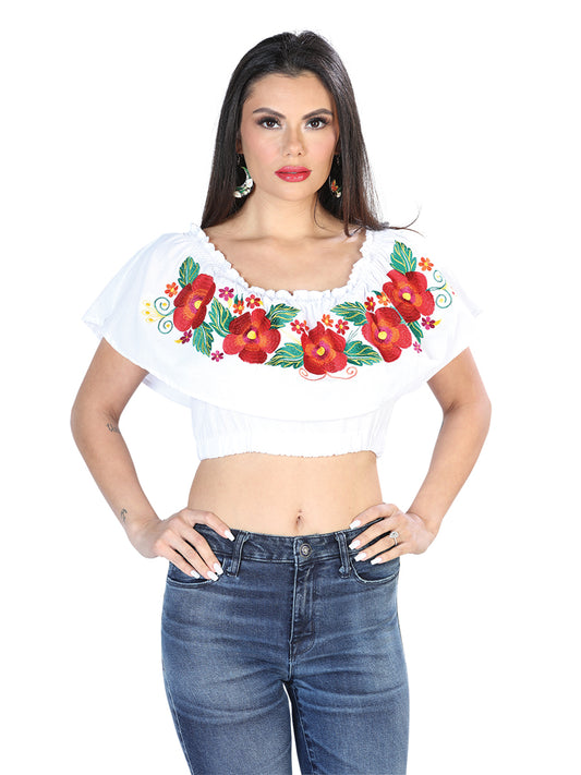 Blusa bordada artesanalmente, 100% algodón, blanca, 603895