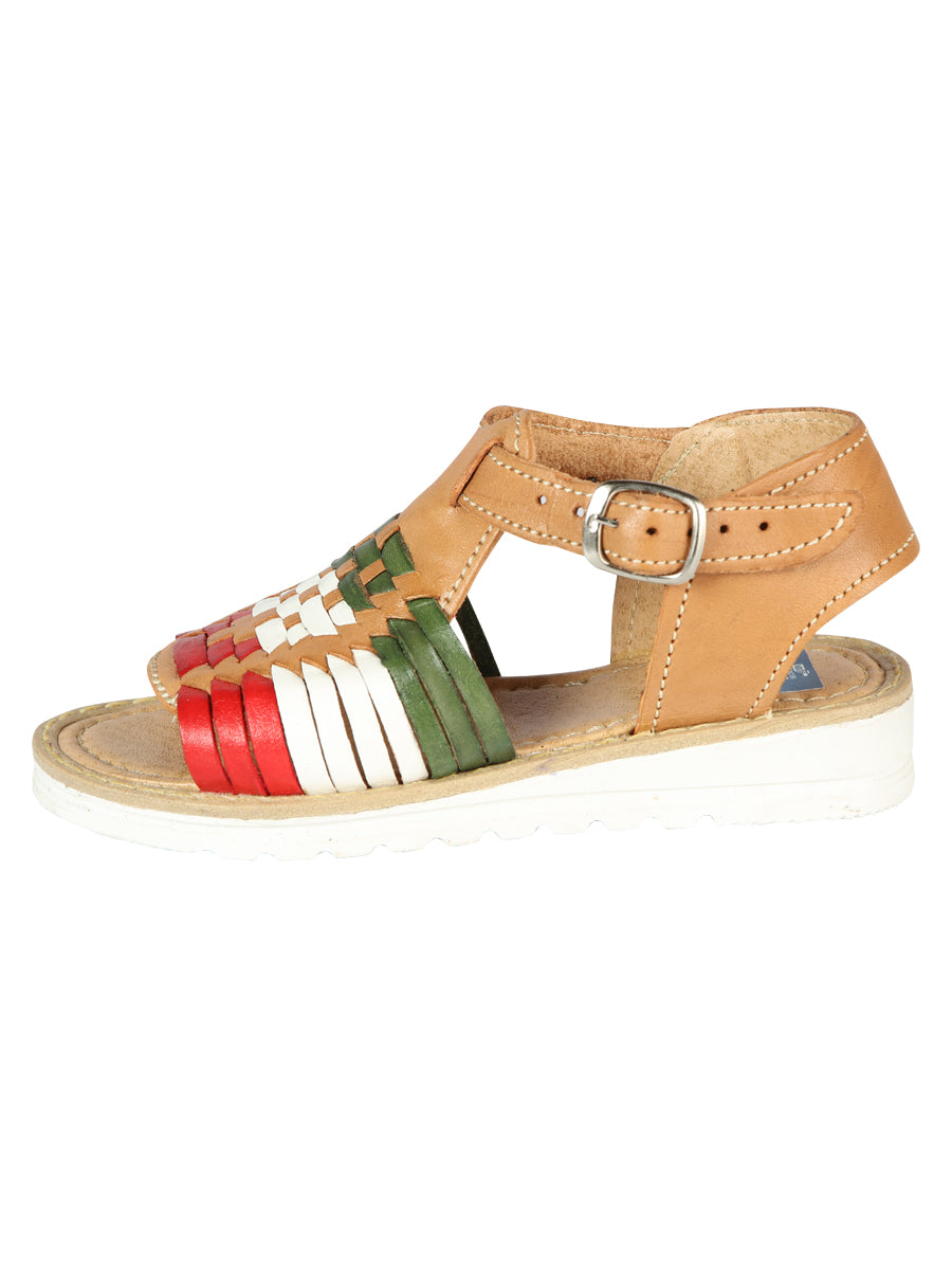 Sandalias artesanales mexicanas de cuero tricolor 603943