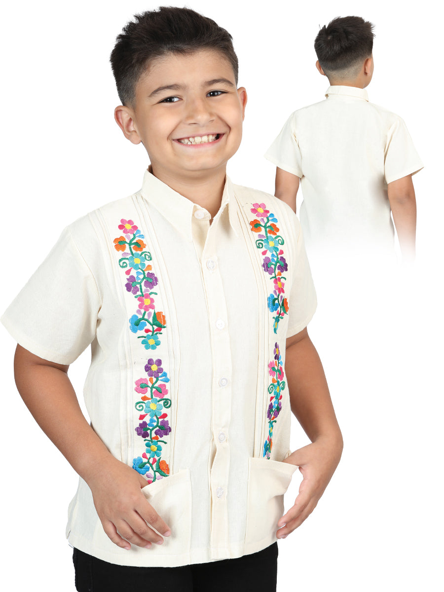 Camisa bordada artesanalmente 100% algodón beige 603979