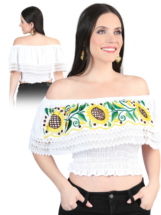 Blusa bordada artesanalmente, 100% algodón, blanca, 603983