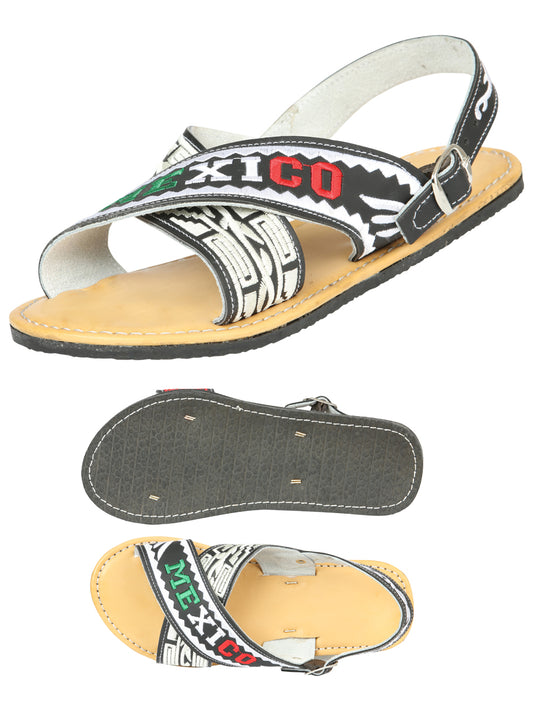 Sandalias artesanales mexicanas 50% cuero, 50% sintético Negro 604033