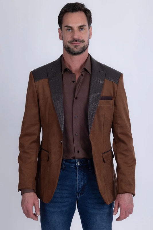 Pureline Suede  Chocolat Brown Western Blazer