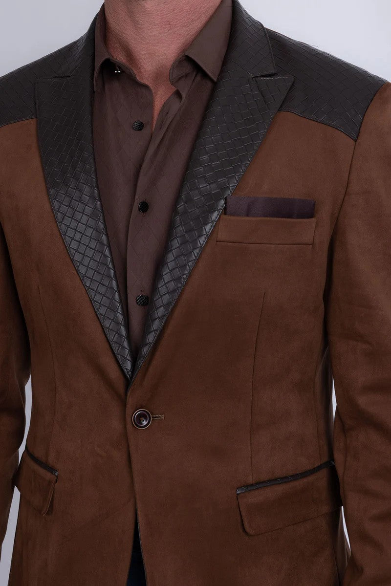 Pureline Suede  Chocolat Brown Western Blazer