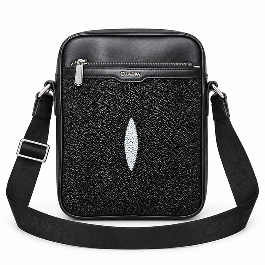 Men's Black Stingray Leather Crossbody Bag – Genuine Leather Western Shoulder Bag