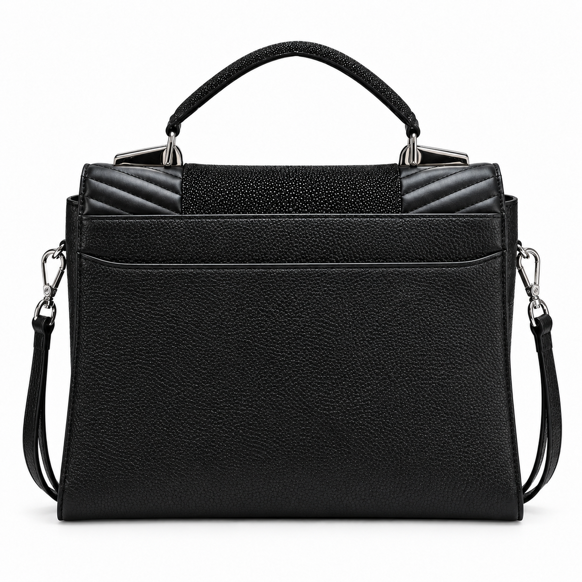 Women’s Black Quilted Satchel Handbag Top Handle Crossbody Shoulder Bag