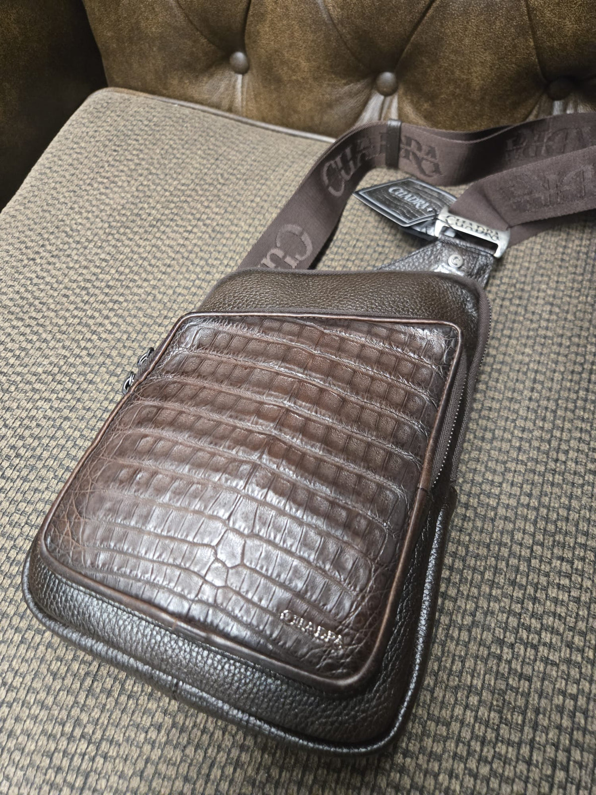 Men's Brown Leather Crossbody Sling Bag – Western Style