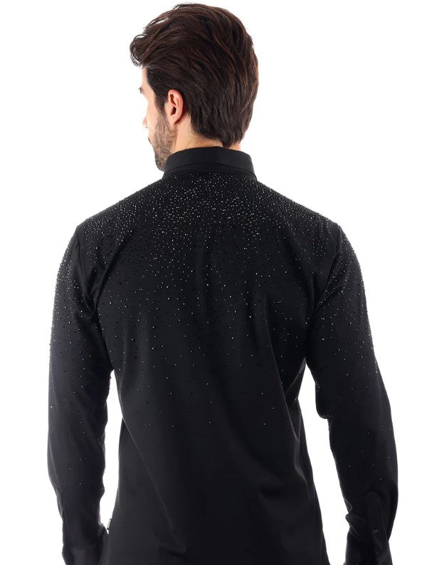 Chic Tone Color Black  Long Sleeve Shirt