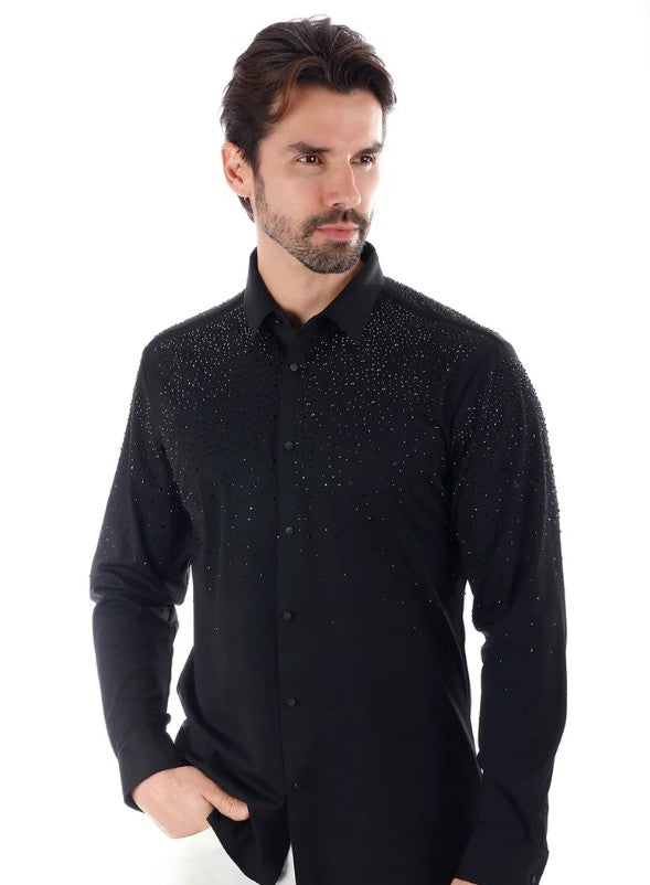Chic Tone Color Black  Long Sleeve Shirt