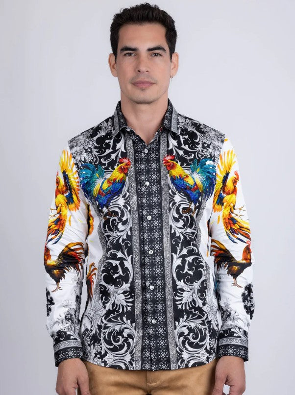 Bozeman rhinestone men's long sleeve slim fit shirt