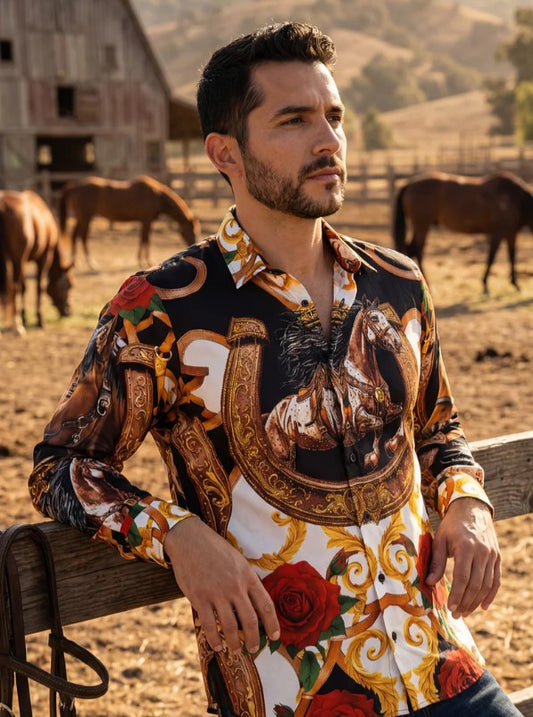 Stallion Rhinestone Long Sleeve Shirt