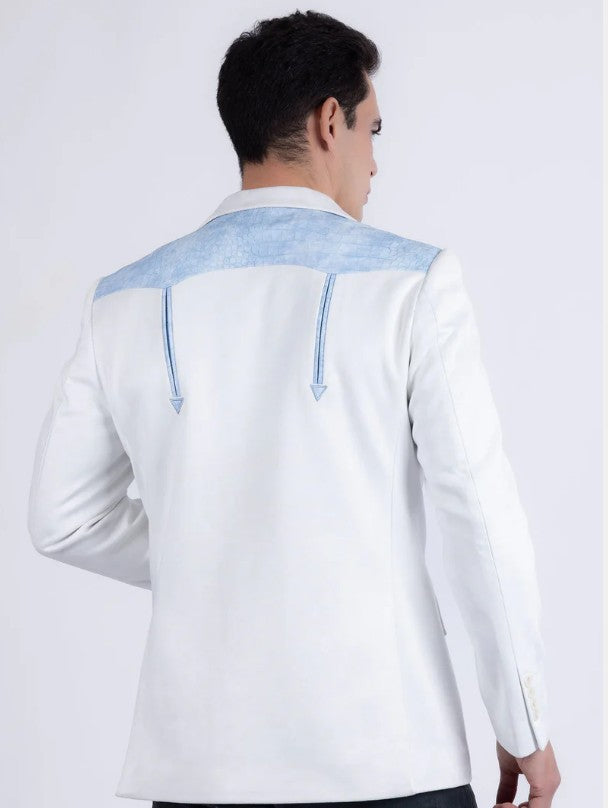 Pureline Suede White Sky Western Blazer