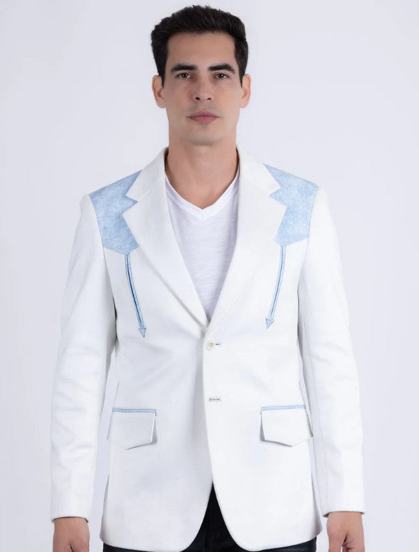Pureline Suede White Sky Western Blazer